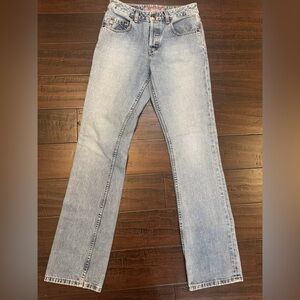 Vintage Y2K silver low rise flare boot cut denim jeans size 28